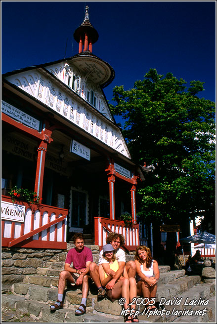 Pustevny - Jarda, Petr, Martina, Monika - June 2003 - history, Czech republic