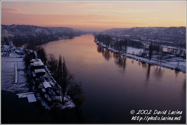 sunset over vltava river - Prague, Czech republic