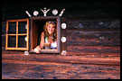 Monika in window, June 2003 - Roznov, Czech republic