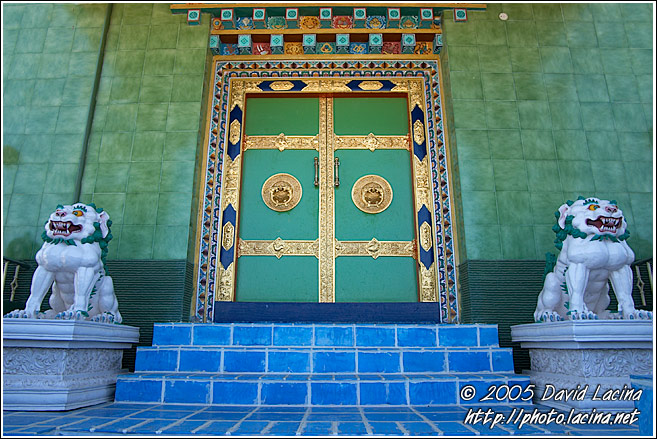 Side entrance to a temple - Golden Temple, Namdroling Monastery, South India