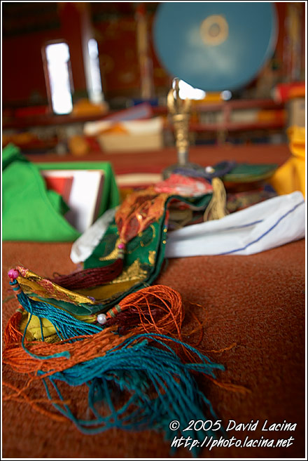 Interior before class - Golden Temple, Namdroling Monastery, South India