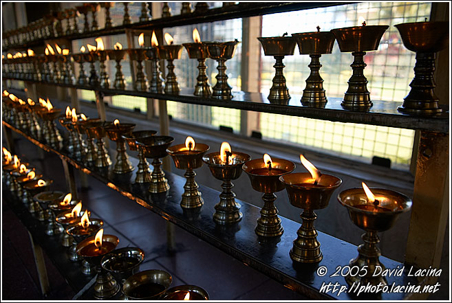 Oil lamps - Golden Temple, Namdroling Monastery, South India