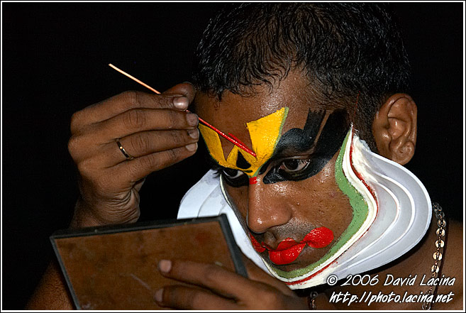 Preparing Kathakali Make-up - Kathakali, South India
