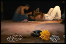 Stage And Perfomers In Preparation, Kathakali, South India