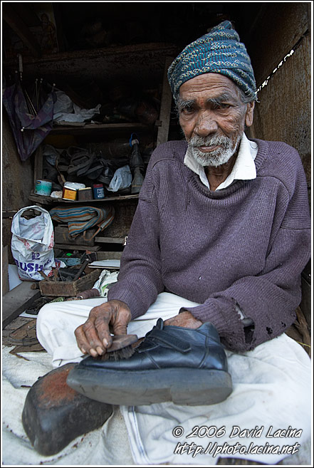 Cleaning Shoes, Madikeri - The People, South India