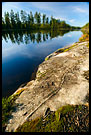 Stone By Water Canal, Fjorda In Autumn, Norway