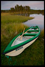 Canoe On Grønmalen Lake, Fjorda In Autumn, Norway